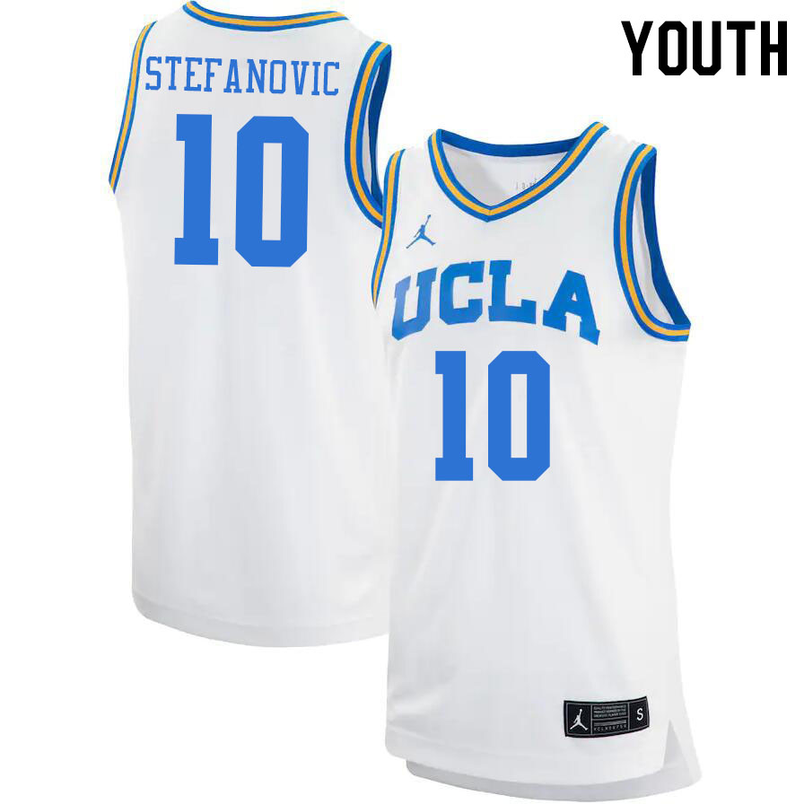 Youth #10 Lazar Stefanovic UCLA Bruins College Basketball Jerseys Stitched Sale-White - Click Image to Close
